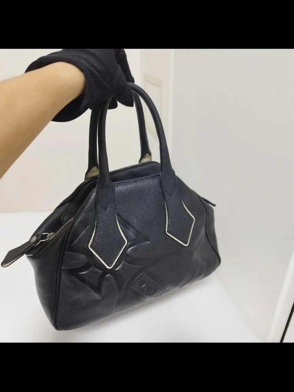 Vivienne Westwood Black Embossed Leather Satchel